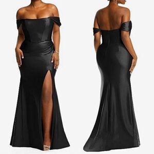 Elegant Black Off-Shoulder Wedding Dress